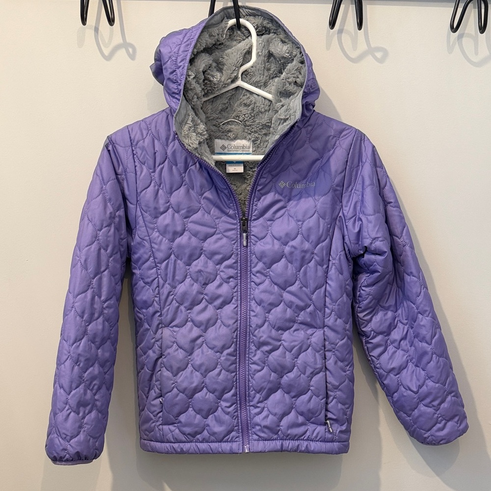 Kids Girls Columbia Winter Jacket Coat Quilted Purple with Soft Lining Puffer